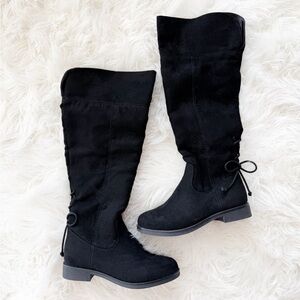Over the knee black suede boots